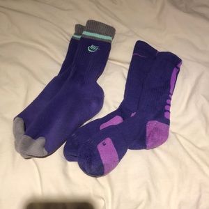 Bundle of two purple Nike crew socks